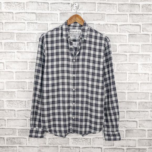 FRANK & EILEEN Men's Button up PAUL Shirt Gray Plaid Cotton Size Small - Picture 1 of 6